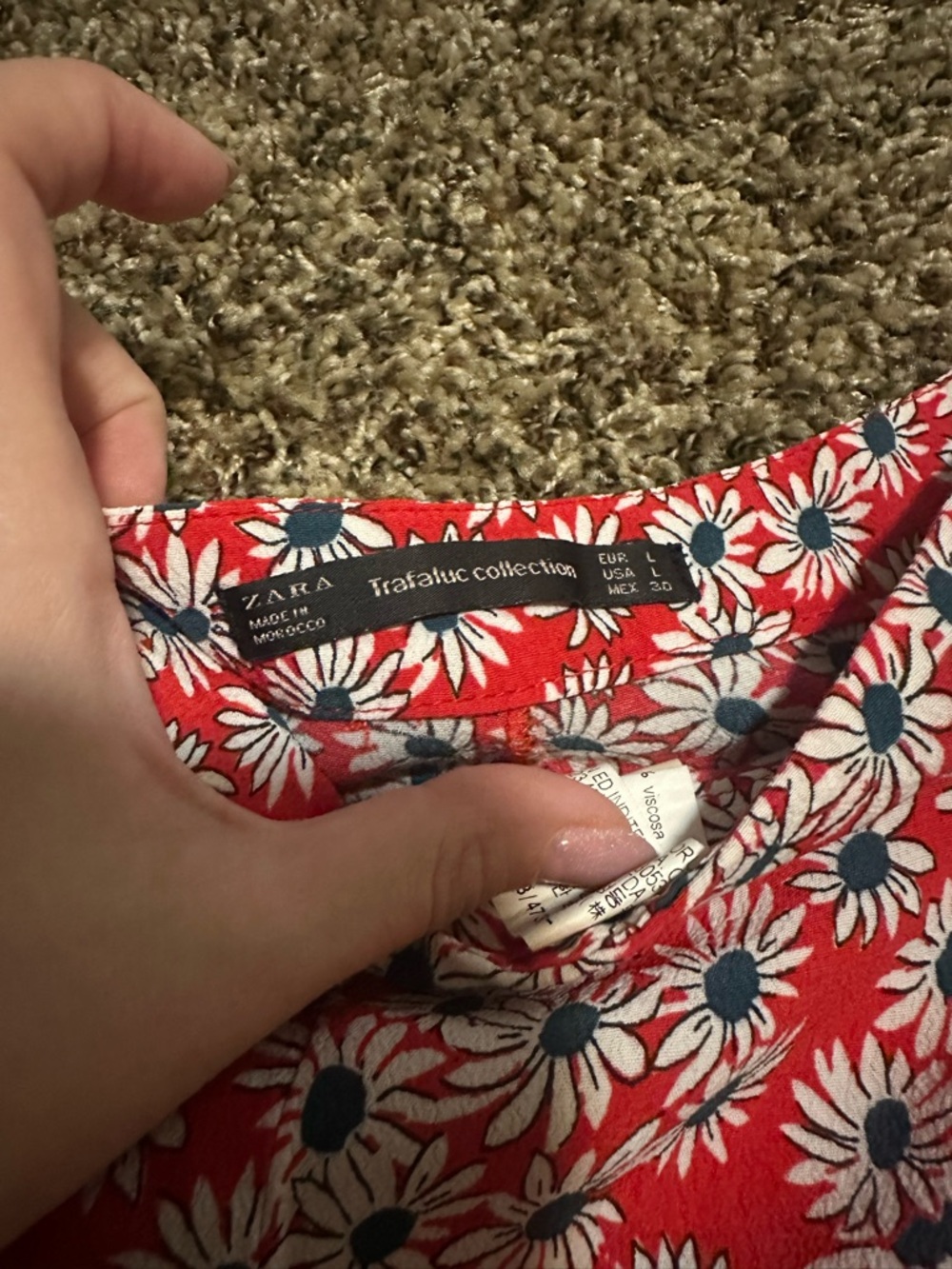 Zara Red Daisy-Print Tie-Side Skort - Picture 7 of 8